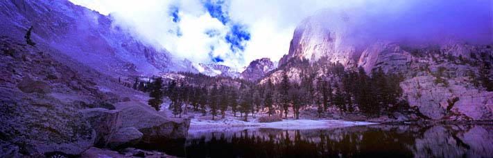Fine Art Panoramic Landscape Photography Winter Storm Lone Pine Lake, Sierra Nevada